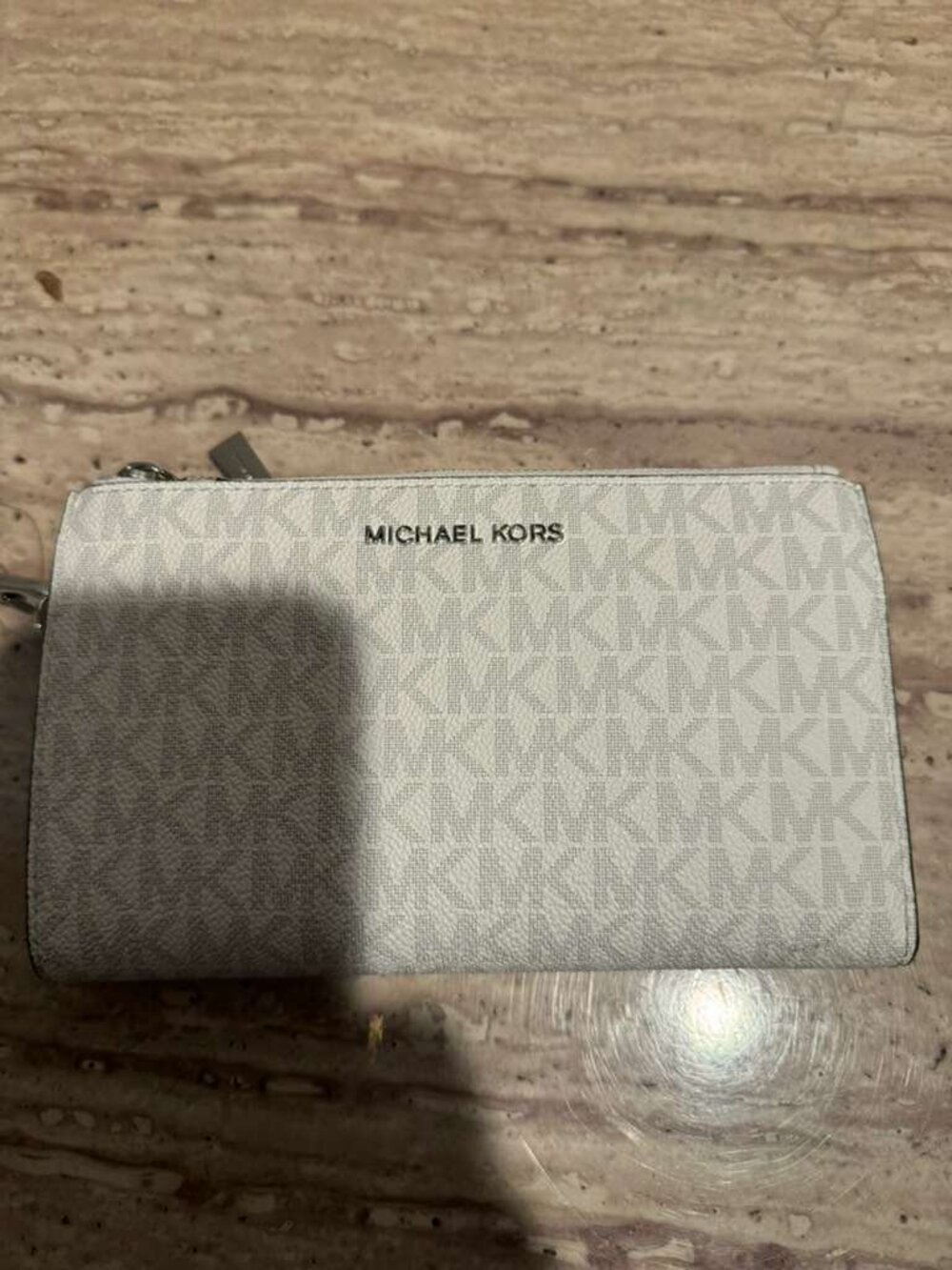 Michael Kors Double Zip Women's Jet Set Travel Wristlet Wallet, Bright White